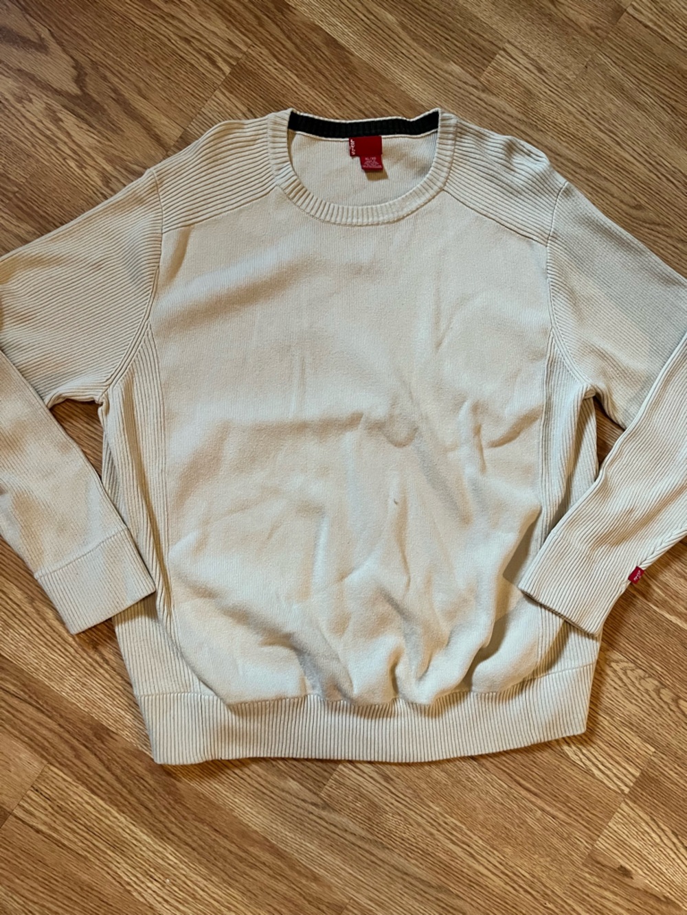 Levi's Cream Crewneck Ribbed-Trim Sweater